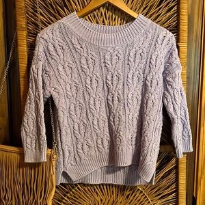 H&M lavender chunky cable knit sweater cropped XS boxy cute top